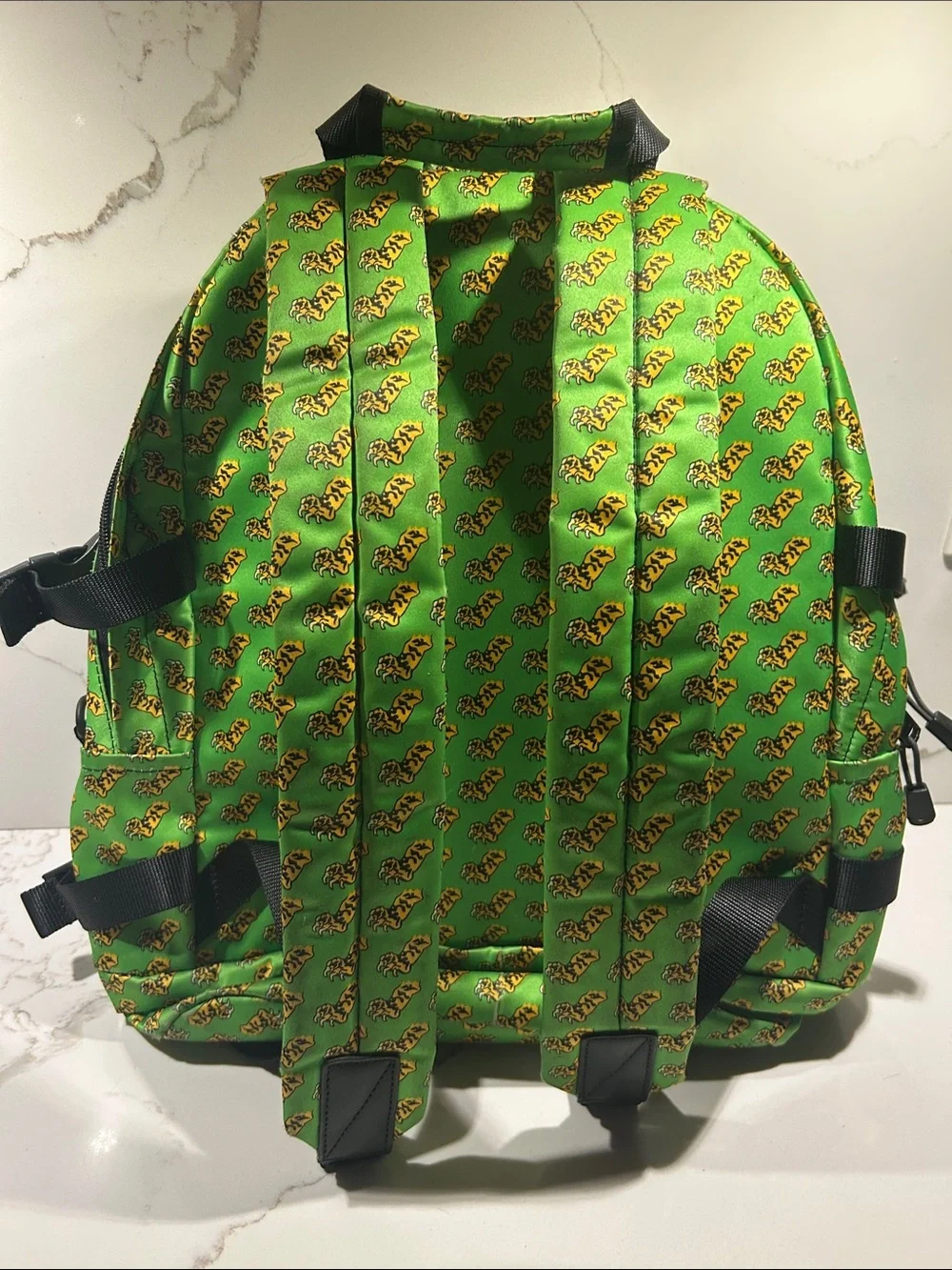 Rare Marc By Marc Jacobs Green Backpack with Yellow Tiger Print